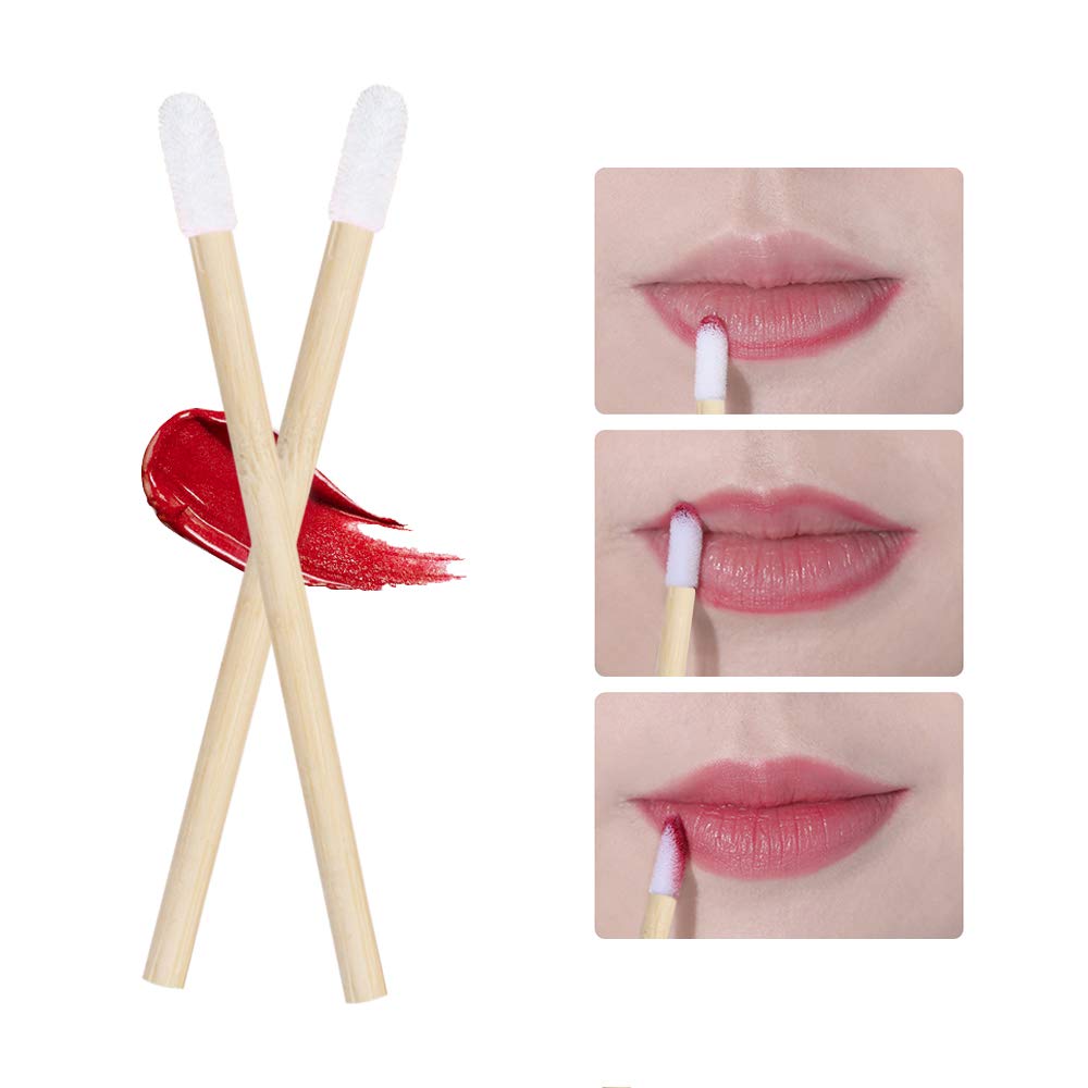 Bamboo Stick Brush Lip Eyelash Applicator Lip Gloss Brush Biodegradable ECO Friendly Wooden Ends Brush for Woman Makeup