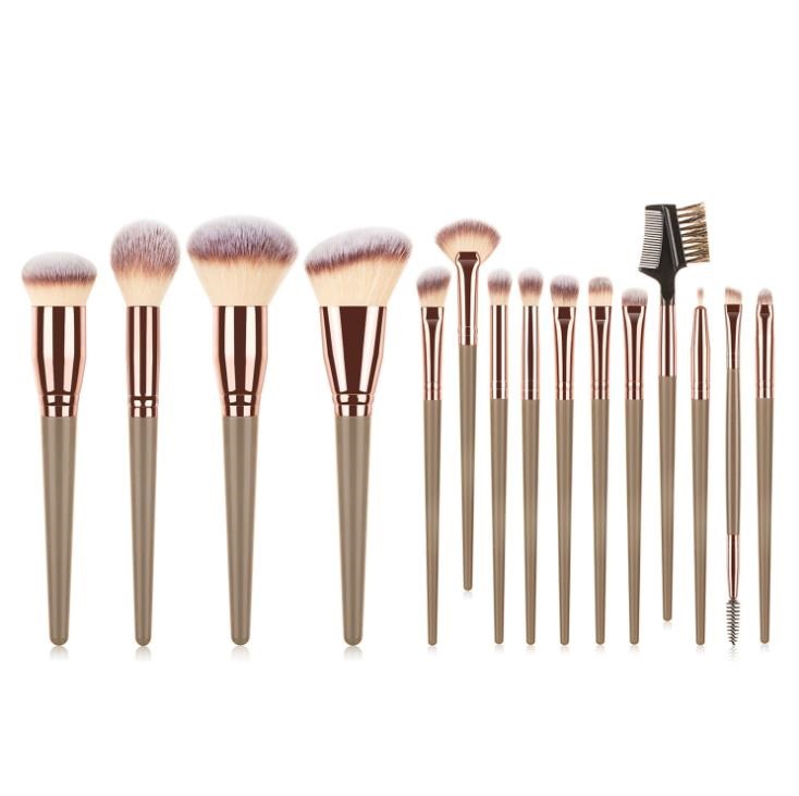 LOW MOQ Portable Vegan 15pcs Make up Brush Set Custom Powder Foundation Eyes Brushes Makeup Brushes Kit with Bag