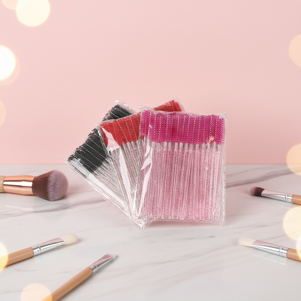 Disposable Crystal Rod Eyelash Spoolie Brush Beauty Tool for Mascara Wand Makeup Nylon Material