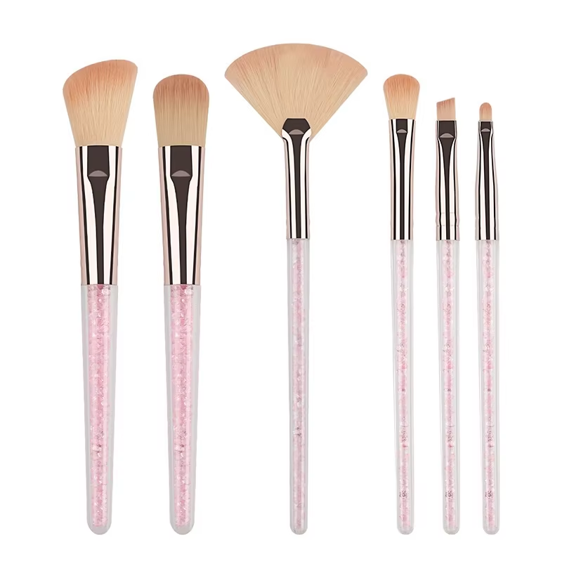 Portable 6-Piece Plastic Diamond Handle Makeup Brush Set Loose Powder Foundation Highlighter Concealer Eye Region Brush Tools