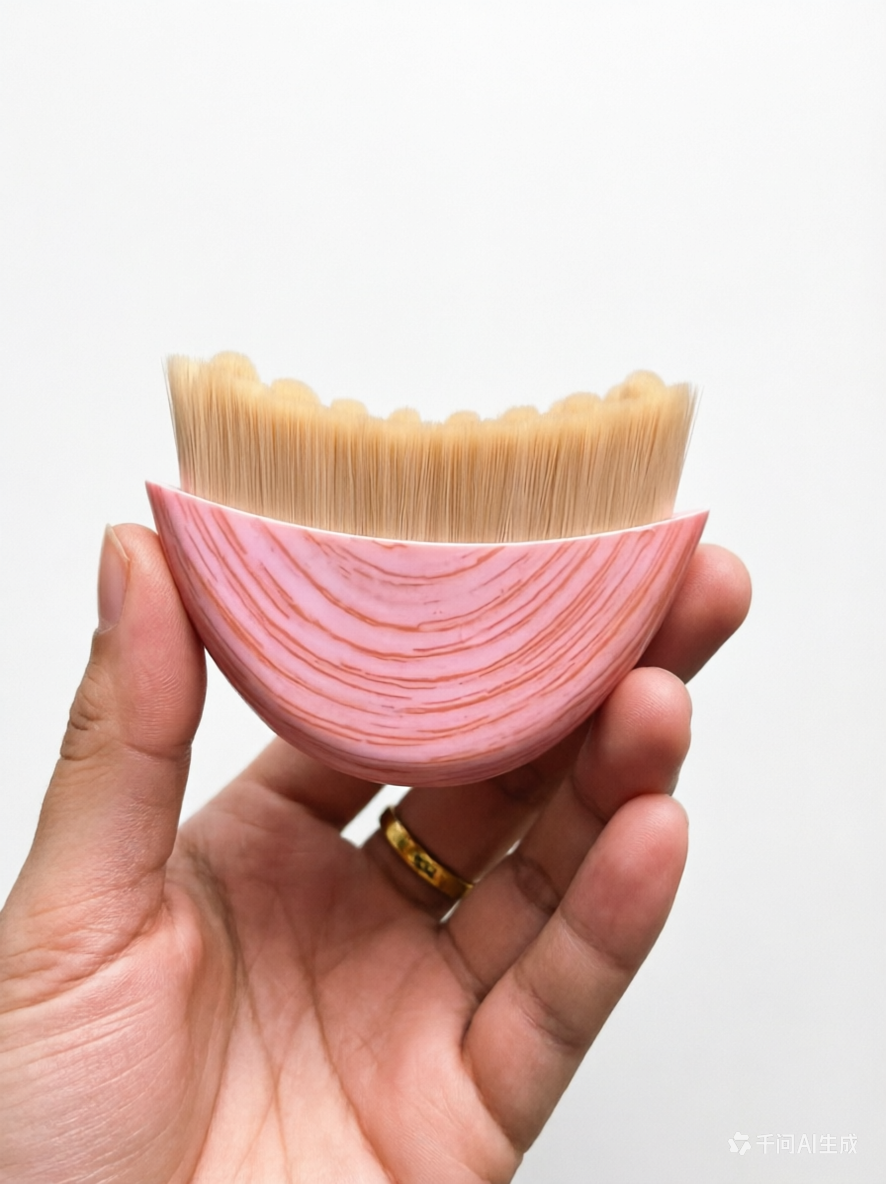 Moon-shaped Lymphatic Contour Facial Massage Wood Makeup Brush Face Foundation Blusher Use Portable