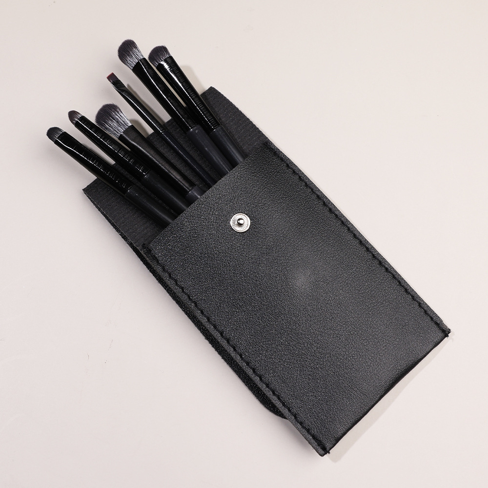 Custom Logo Travel Size Private Label Make up Brushes Portable Cosmetic Kit 10 Piece Black Makeup Brush Set