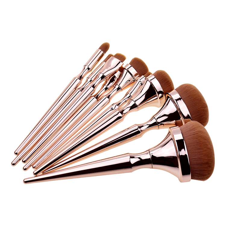 Most Popular in Professional Makeup Brush Set 9pcs Luxury Slim Waist Foundation Contour Rose Gold Makeup Brush Set