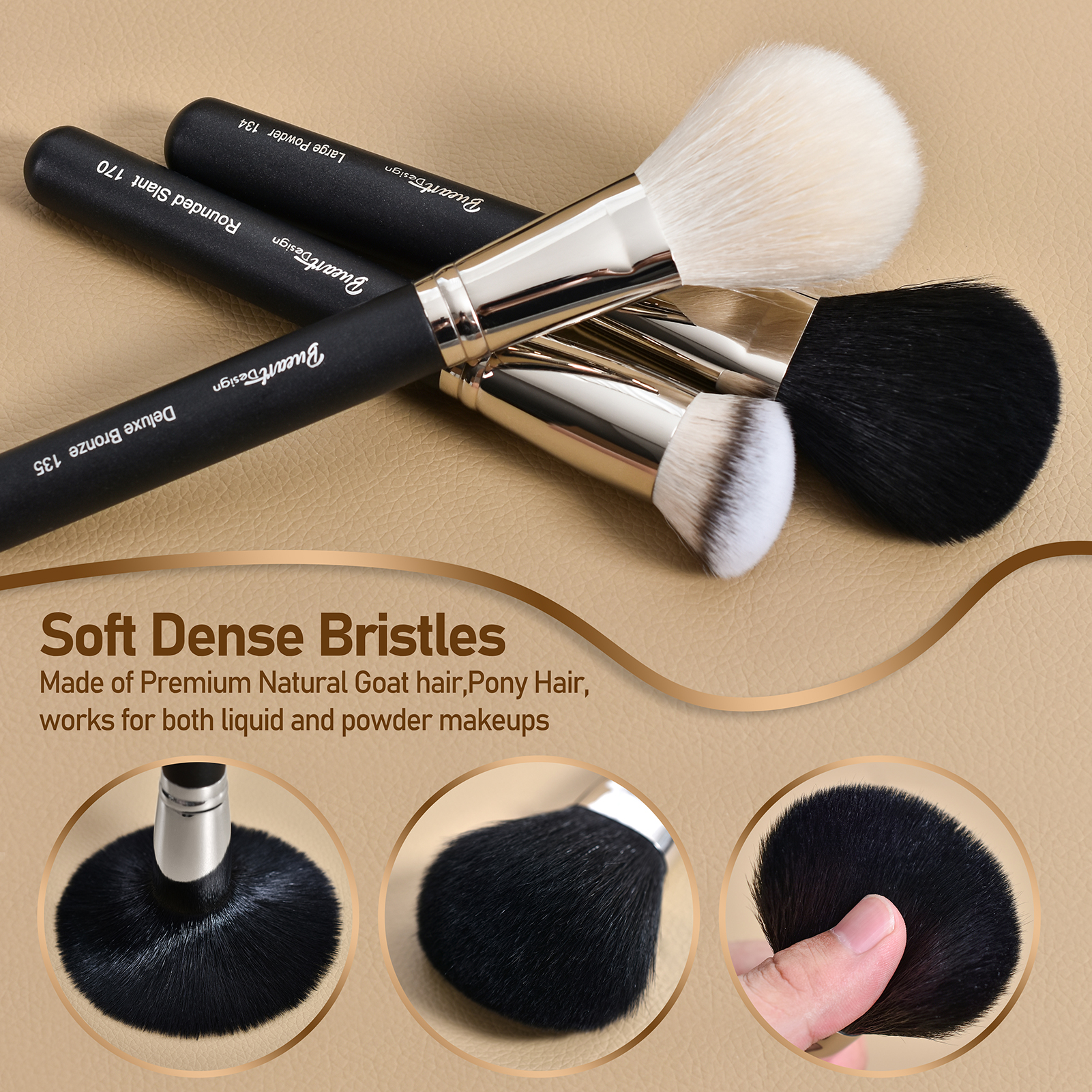 DailyQueen 42PCS Goat Natural Hair Professional Makeup Brush Set Artist Essential Black Luxury Blending Kit Concealer Wood