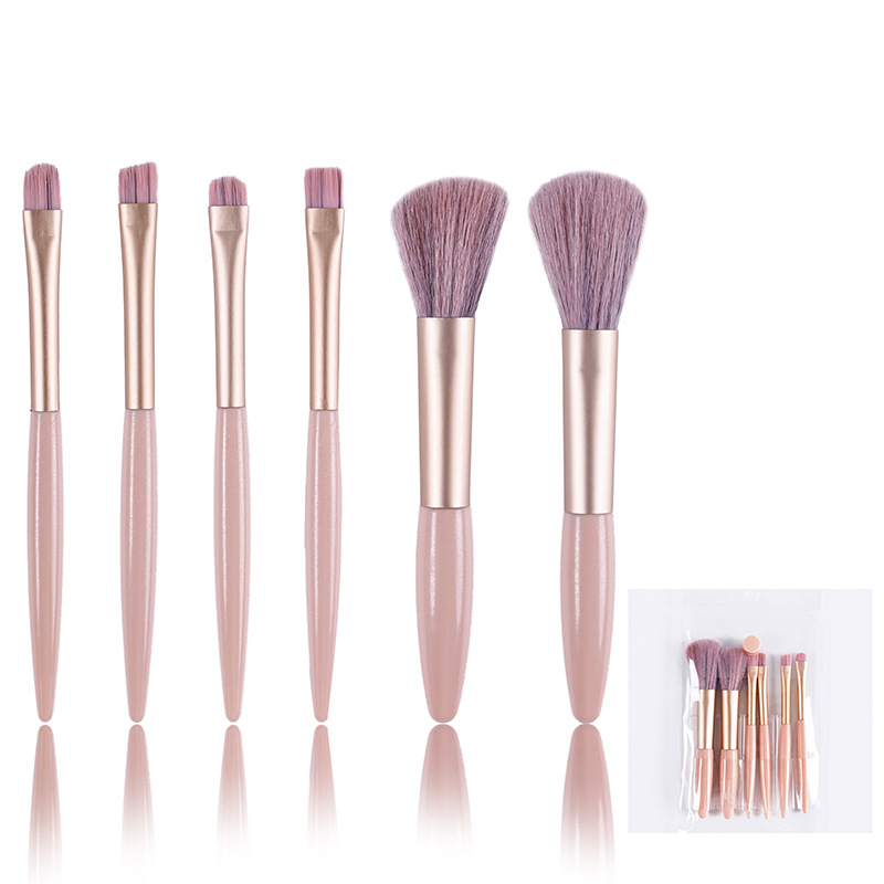 6-Piece Durable Soft Bristle Makeup Brush Set with Lip Liner Eyebrow Pencil for Face &amp; Eyeshadow/Blush Portable Full Kit