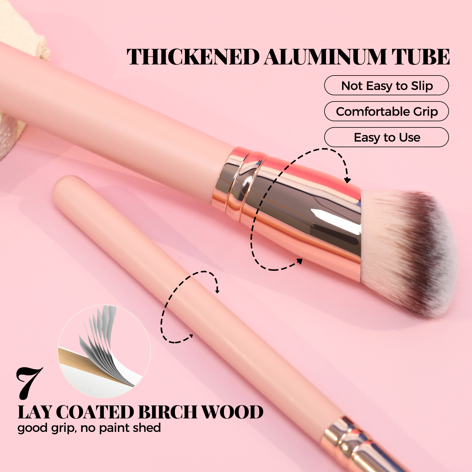 3 Pcs Bulk Contour Concealer Pink Wholesale Travel Custom Logo Vegan High Quality Professional Makeup Brush Set With Packaging