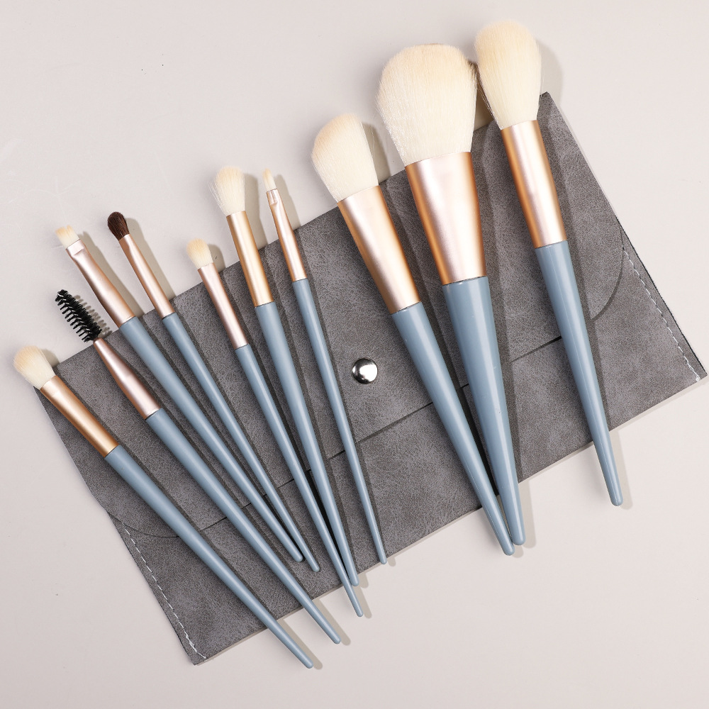 Custom Logo Travel Size Private Label Make up Brushes Portable Cosmetic Kit 10 Piece Black Makeup Brush Set