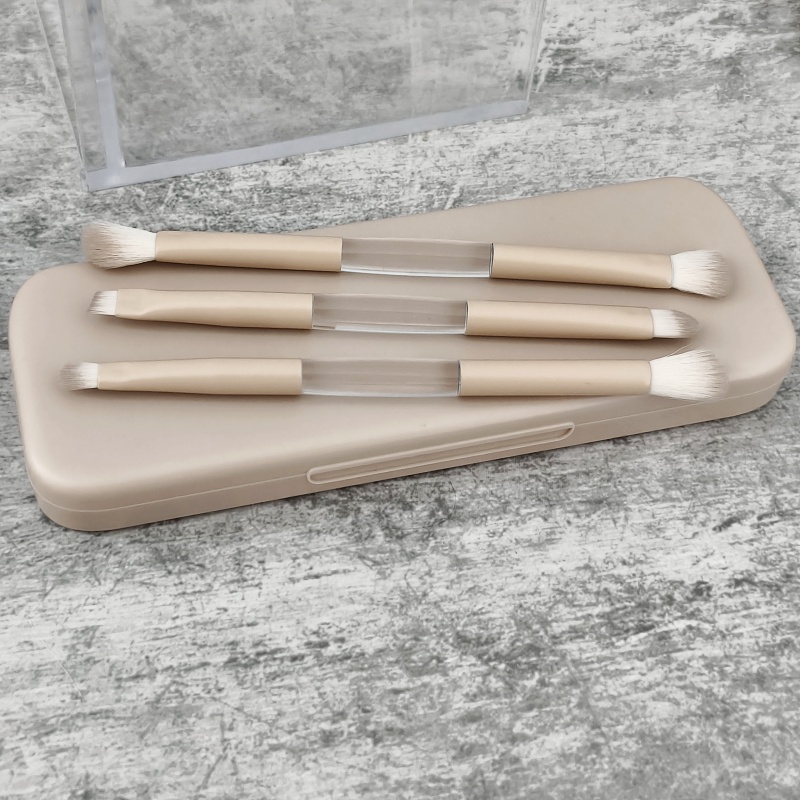 Portable Dual-Ended Boxed Makeup Brush Set Synthetic Hair Concealer and Contour for Face Two-in-One Use