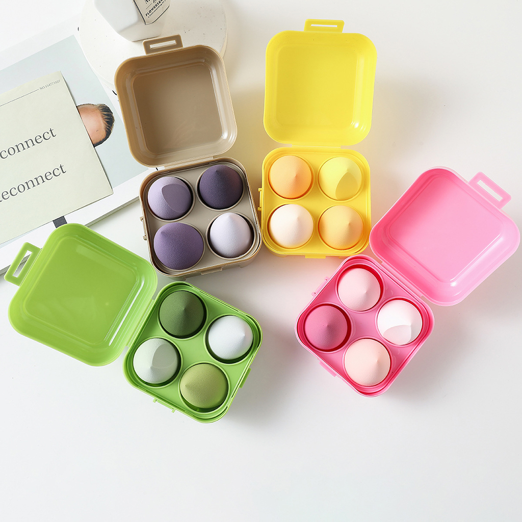 High Quality Custom Logo Portable Eco-Friendly Soft Latex Free Makeup Sponge Beauty Egg Blender Set With Box