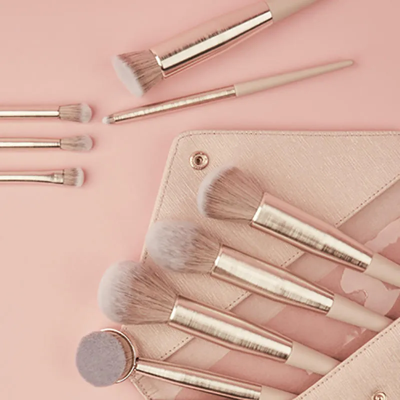 New Cute Pink Peach Color Handle Makeup Brush 9 PCS Gift Makeup Brushes