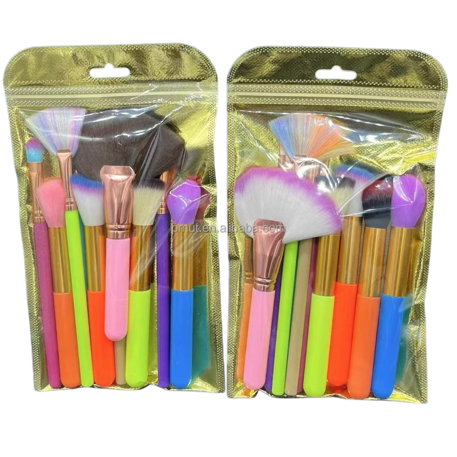 Wholesale 10PCS Classic Kabuki Face Makeup Brush Set Plastic Handle Synthetic Hair Travel Brushes for Eye Face Use Economical