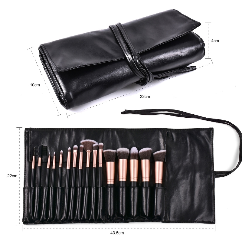 Professional 14 Piece Makeup Brush Set Soft Synthetic Hair Rose Gold Cosmetic Brushes for Foundation Blush Eye Makeup Wholesale