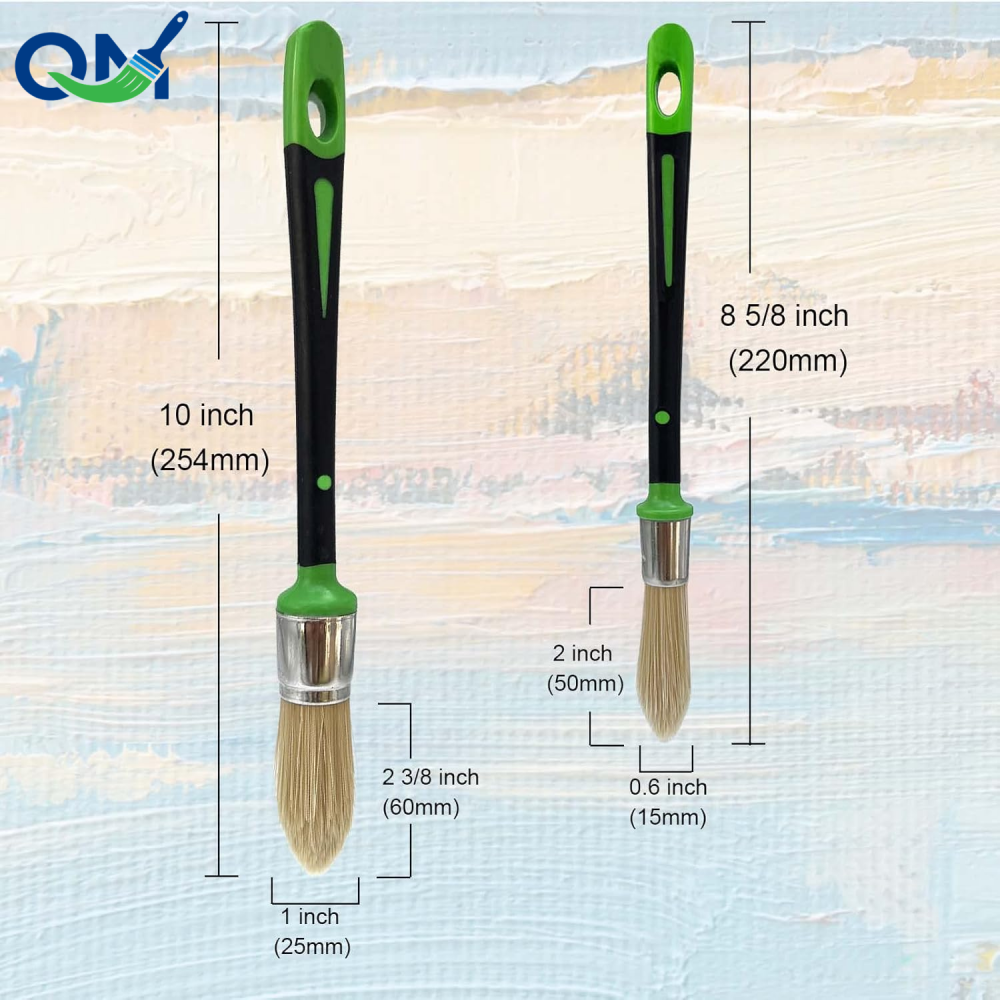 Custom Round-Head Artist Watercolor Paint Brushes With Nylon Hair And Rubber Handles Customized Color &amp; Logo For Detail Work