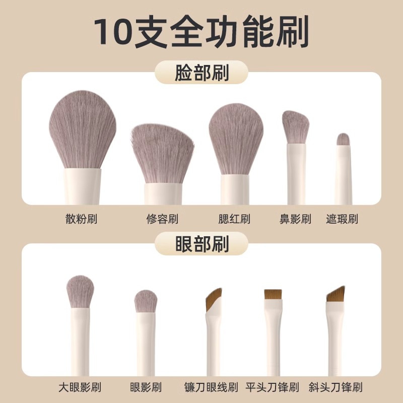 12-Piece Milk White Synthetic Fibre Eye Shadow Makeup Brush Set with Plastic Handle for Face and Eyes