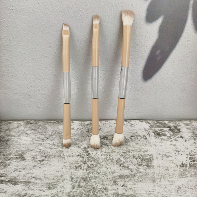 Portable Dual-Ended Boxed Makeup Brush Set Synthetic Hair Concealer and Contour for Face Two-in-One Use