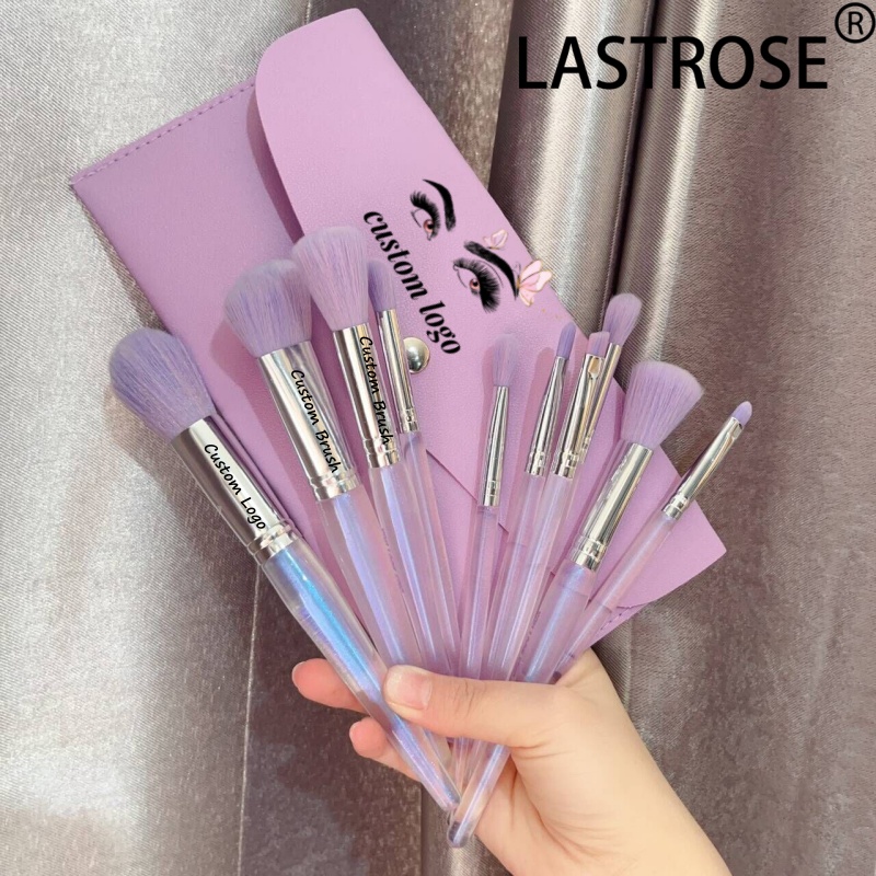 Professional 10-Piece Purple Makeup Brush Set Contour Blending and Foundation for Face &amp; Hair for Concealer Use