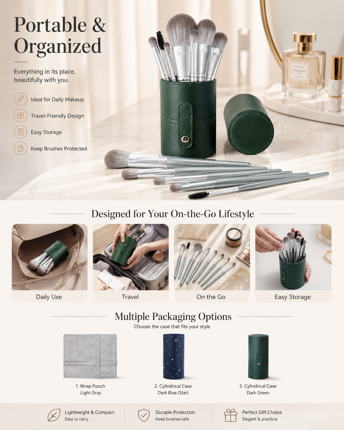 Makeup Brush Set Silver Design