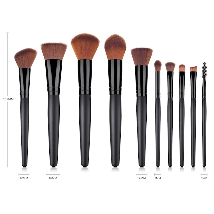 Pop 10-Piece Eco Friendly Animal Free Collection Professional Black Make up Brushes
