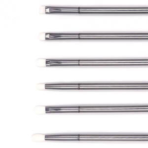 BeautyDom Luxury Aluminum Handle Makeup Brush Set with Eyebrow Powder &amp; Stencil 6-Piece Silver Color Reusable &amp; Portable