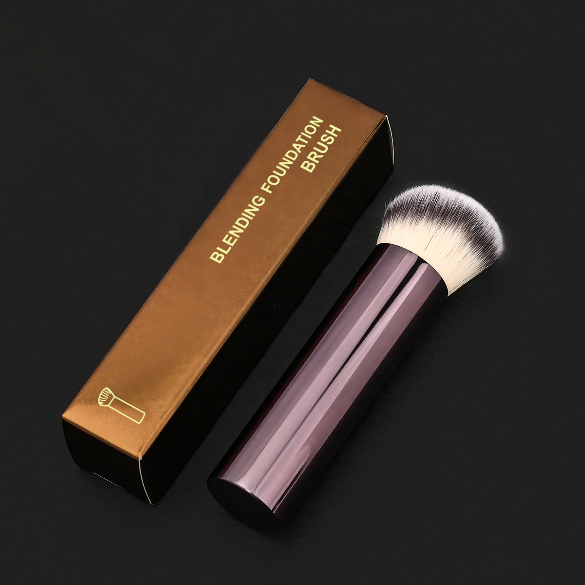 Luxurious Simple Single Makeup Brush Aluminum Handle Soft Vegan Hair Single Foundation Blush Brush