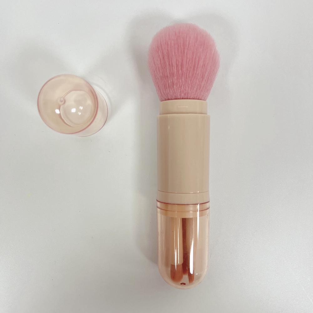 Hot Selling Custom Private Label Logo 4-in-1 Travel Makeup Brush Vegan Synthetic Hair High Quality Pink Makeup Brush Set