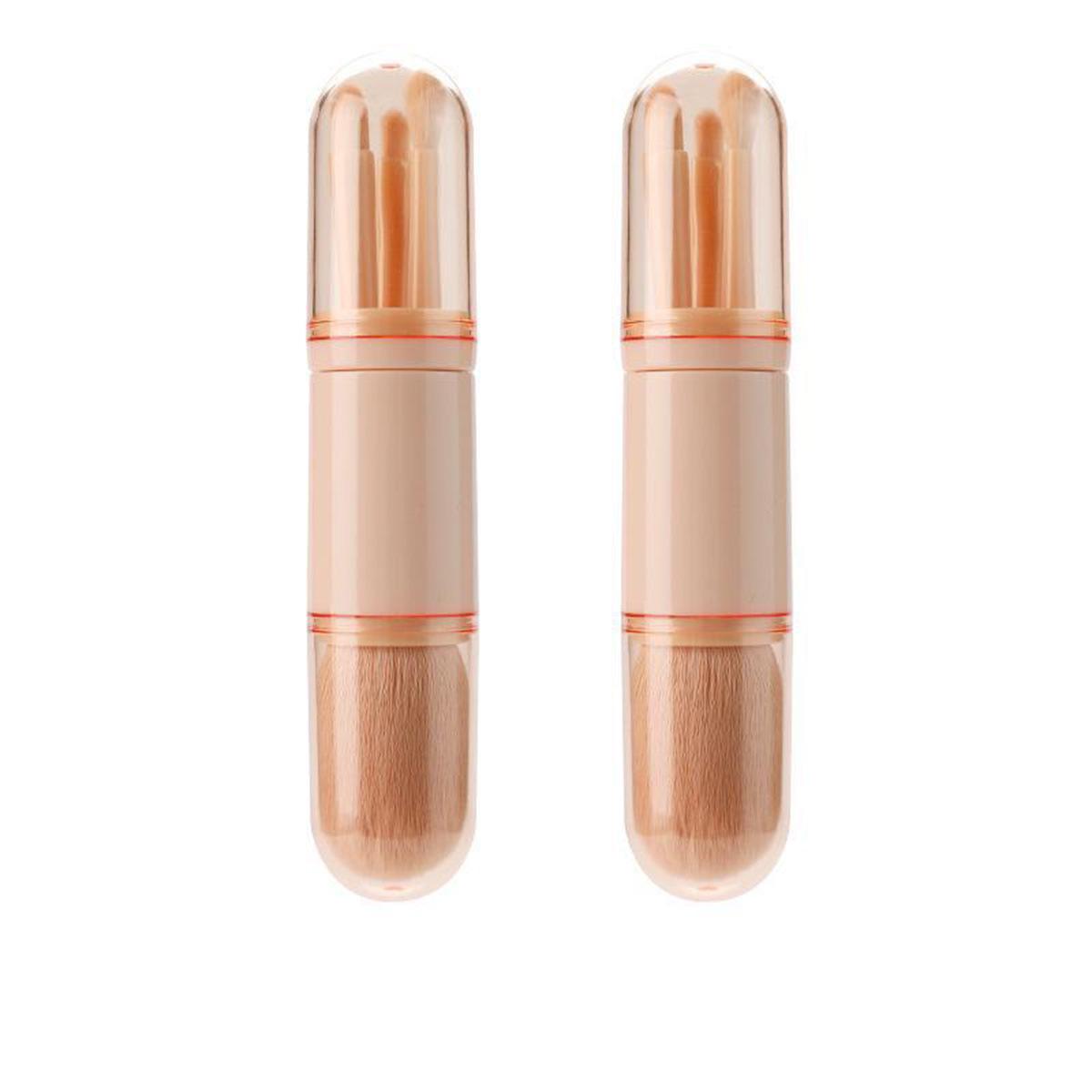 Gmagic Durable Portable Makeup Powder Blusher Fan Brush Set for Travel Double Side Retractable 5 in 5 Mini Makeup Brush Set