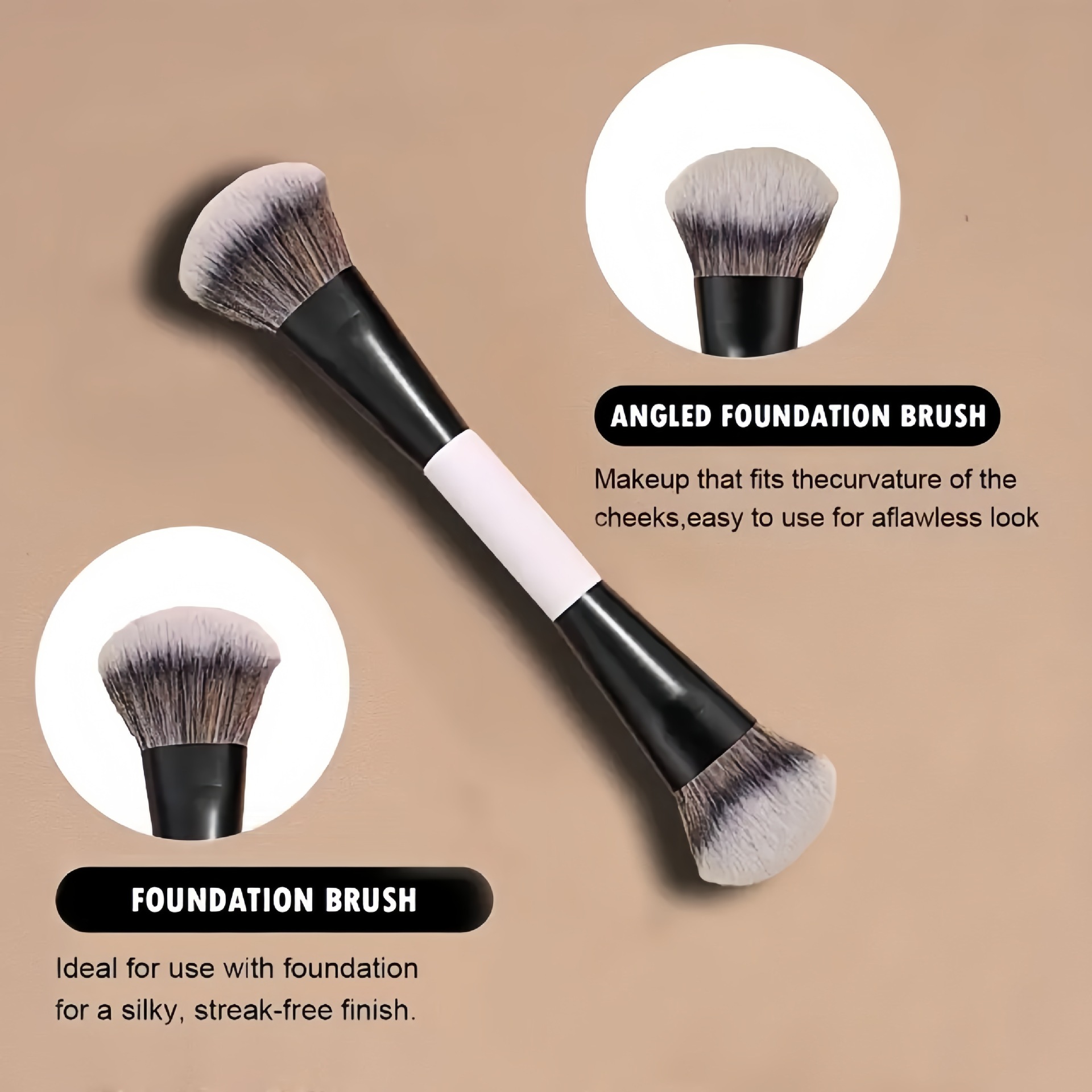 Custom Logo 4pcs Double-end Makeup Brushes Vegan Synthetic Contour Powder Concealer Blush Brush Makeup Brush Set