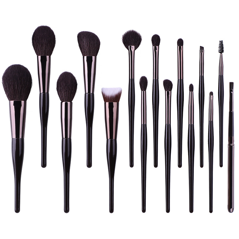 Drunk Beauty Dongguan Animal-Hair 15-Piece Makeup Brush Set Fine High-Grip Natural Hair Loose Powder Foundation Brushes Wood