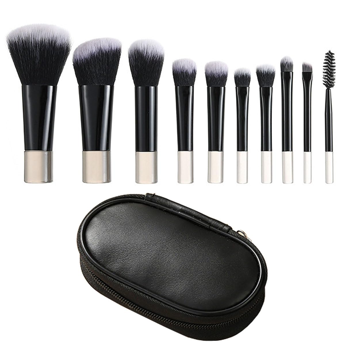 Travel Makeup Brushes Set with Bag 10pcs Mini Makeup Brush Kit Small Cosmetic Brushes for Face Foundation Blush Eye Shadow