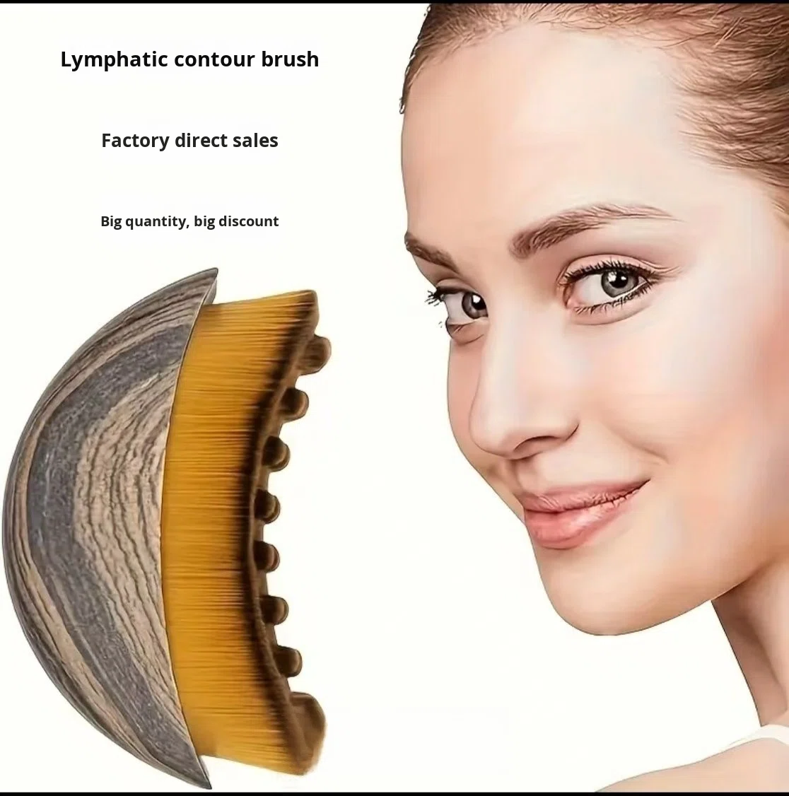 Lymphatic Facial Contour Beauty Brush With Synthetic Fibre And Plastic Handle For Foundation