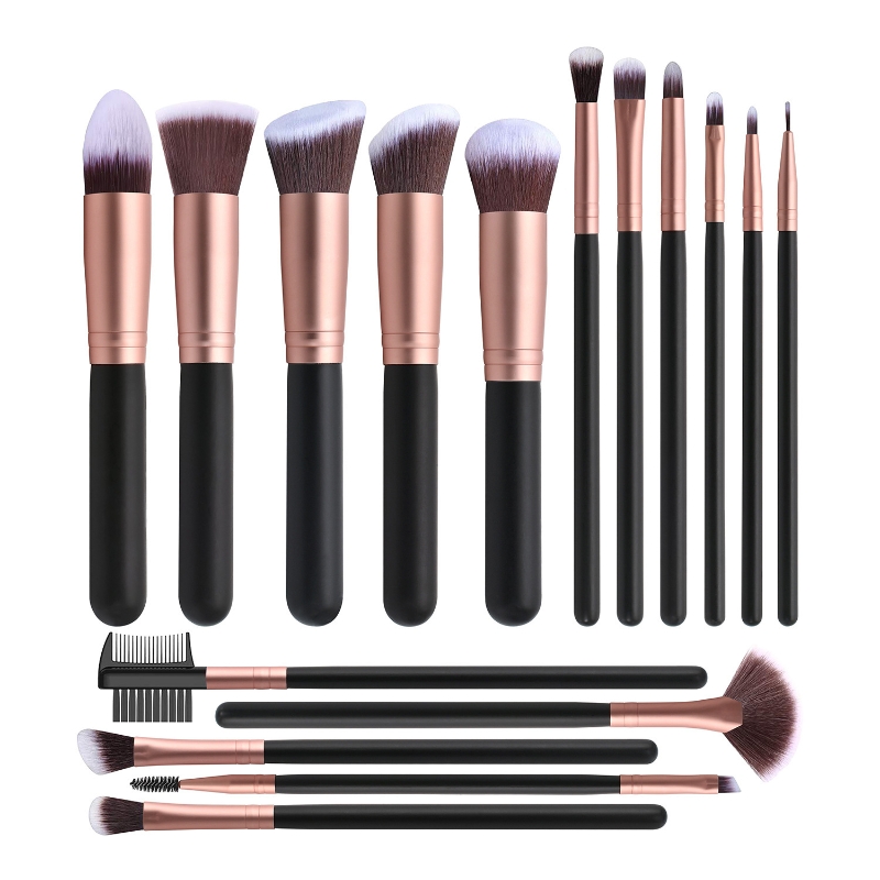 Professional 14 Piece Makeup Brush Set Soft Synthetic Hair Rose Gold Cosmetic Brushes for Foundation Blush Eye Makeup Wholesale
