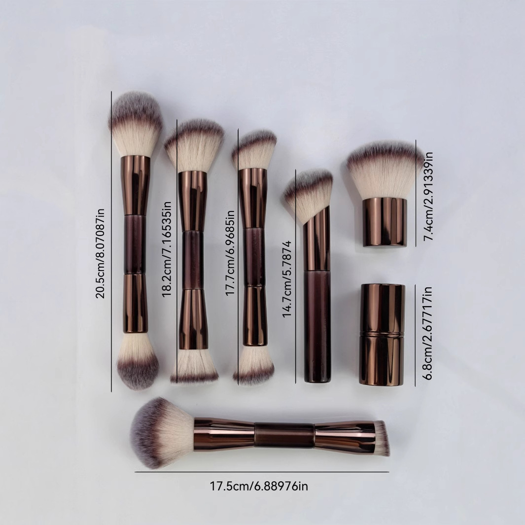 New Design Wood Handles Dual End Double Side 7pcs Set Makeup Foundation Brush Powder Angled Makeup Brush Face Concealer Brush