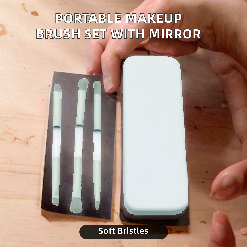 Compact Dual Ended Boxed Makeup Brush Set Synthetic Bristles Concealer Contour Face All in One Makeup Tool