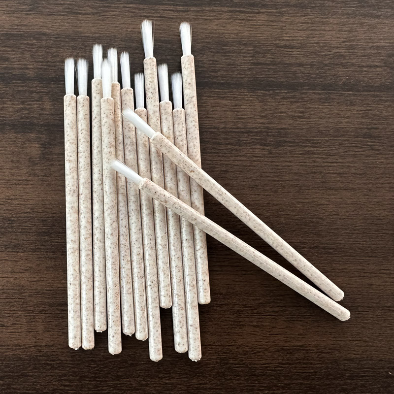 Eco-Friendly Disposable Biodegradable Straw Handle Mascara Wand Synthetic Hair Brush Tip Eyelash Makeup Applicator Tool