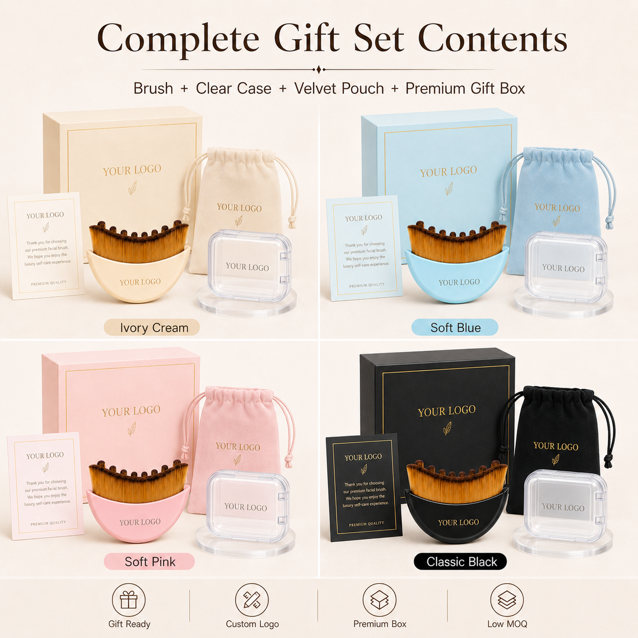 Custom Logo Lymphatic Contour Facial Brush Gift Set Premium Box Massage Face Brush OEM Private Label Beauty Plastic+Nylon