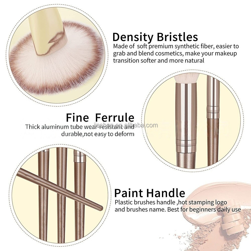 Custom Champagne Gold Makeup Brushes Set 2