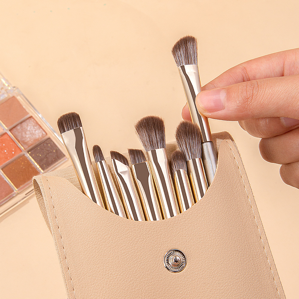 YRX A457 Private Label Brow Brush Synthetic Hair Eye Shadow Concealer Eyebrow Powder Liquid Cream Blending Brushes Set With Bag