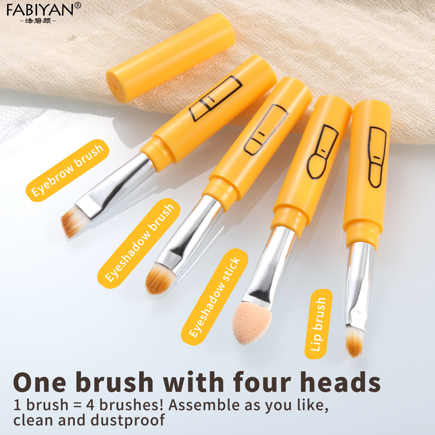 4 in 1 Makeup Brush Set Synthetic Hair Cross-Border Makeup 4 Headed Travel Size
