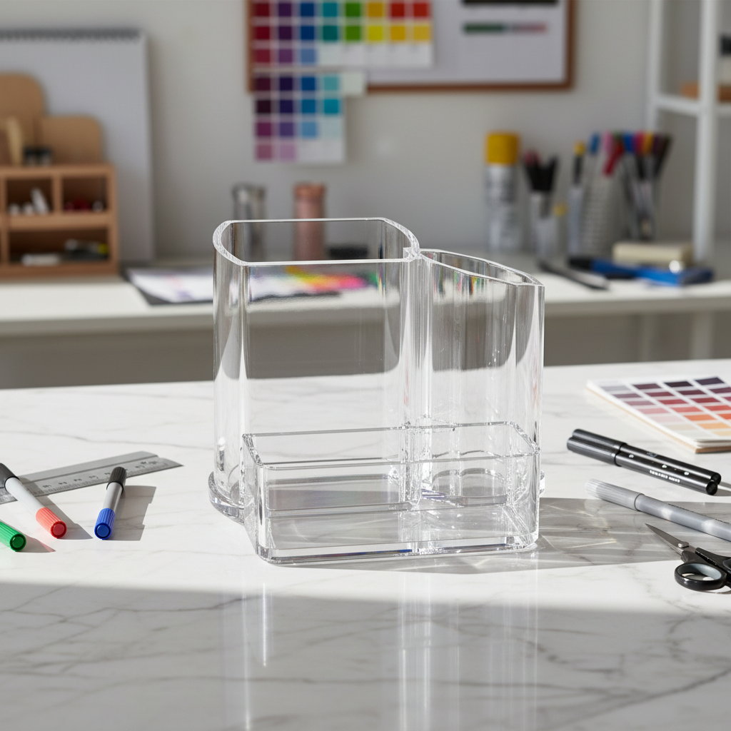 Acrylic Plastic Storage Container Storage Box Set,Clear Acrylic Makeup Brush Organizer for Bathroom, Office &amp; Dorm