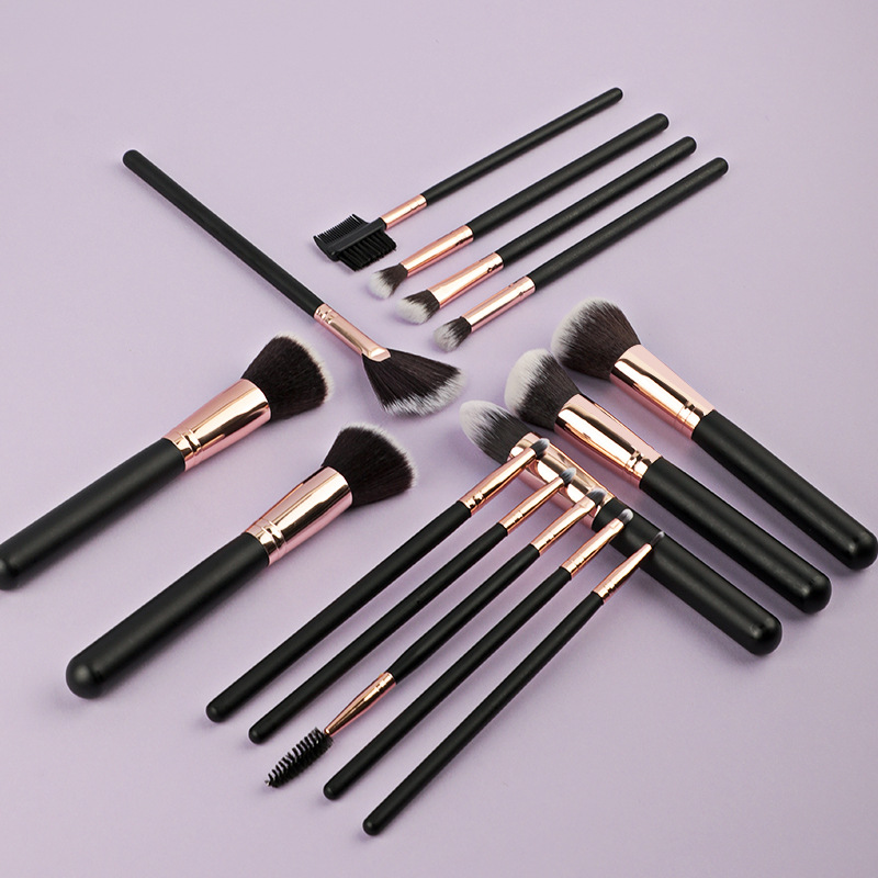 16 Piece Professional Makeup Brush Set Wooden Handle Face Foundation Powder Eye Shadow Lip Cosmetic Brushes Travel Kit