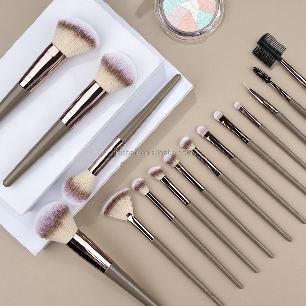 Custom Champagne Gold Makeup Brushes Set 7