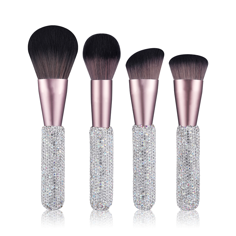 Gracedo 11pcs Custom Logo Diamond Bling Natural Hair Face Makeup Brush Set Pink Red Gift Glitter Luxury Cute