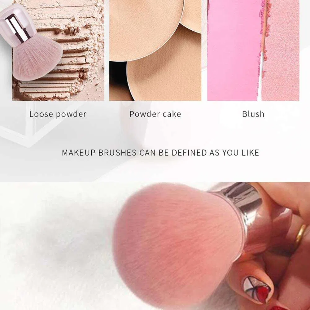 Large Pink Premium Kabuki Foundation Brush Portable, Professional, Retractable Makeup Brush