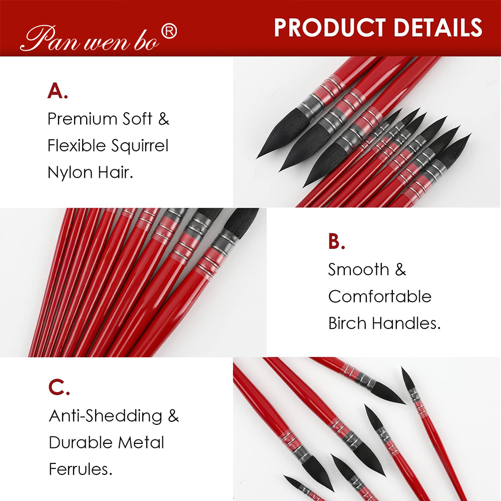 Master Squirrel Hair Single Watercolor Artist Brush Professional Watercolor Oil Painting Brush
