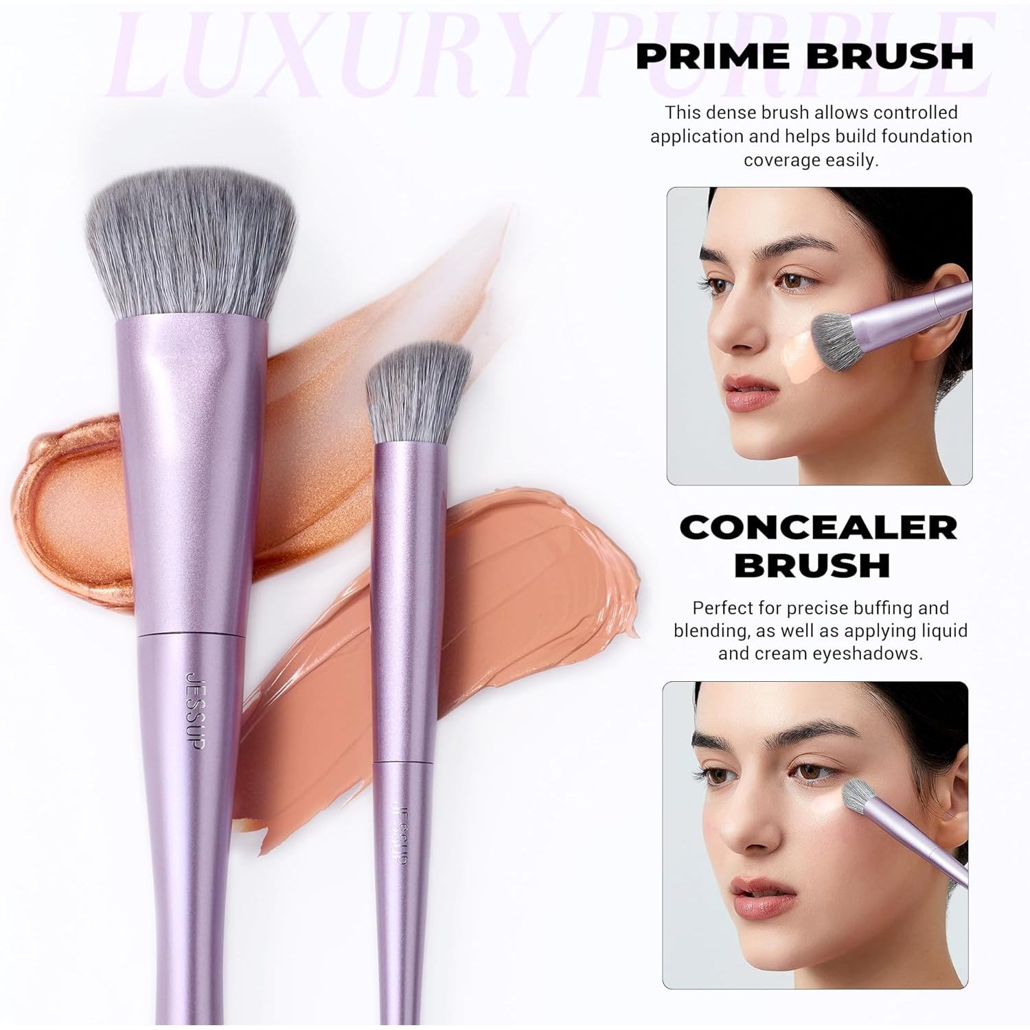 Jessup Makeup Brushes Face Set - 5 Premium Synthetic Brushes