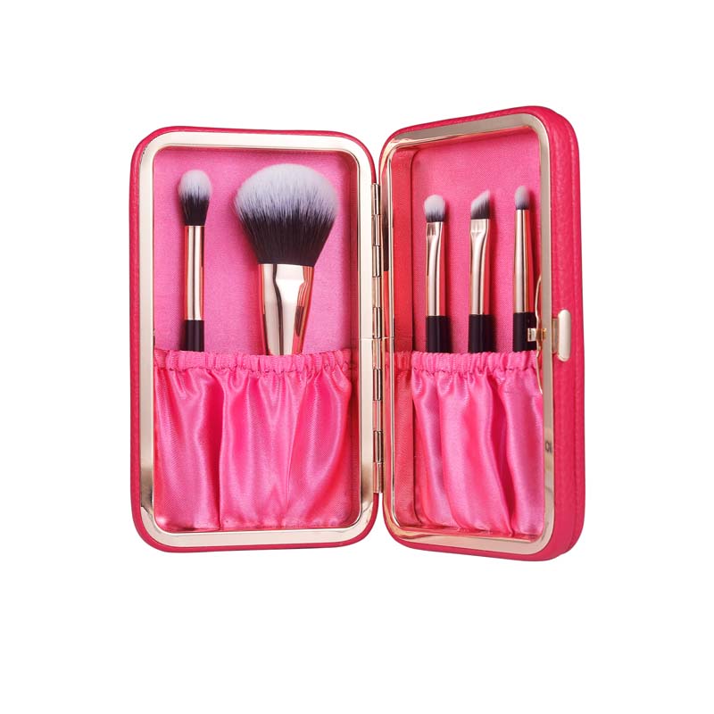 Travel Design Simple Customized Portable Private Label Mini Makeup Brush Set With Pink Makeup Brush Box Case Cosmetics Pouch