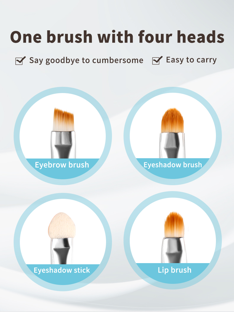 4 in 1 Makeup Brush Set Synthetic Hair Cross-Border Makeup 4 Headed Travel Size