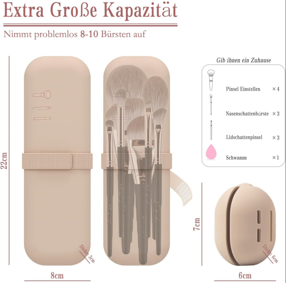 Makeup Brush Storage Bag Puff Organizer Stand Set
