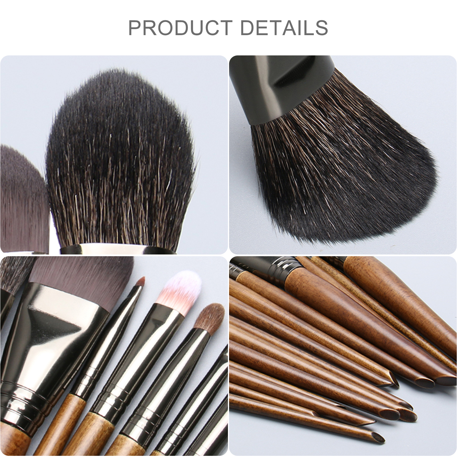 Custom Logo Cosmetics Tools Natural Hair Makeup Brush Set Wood Handle Eyeshadow Professional Beauty Cosmetics Wholesale