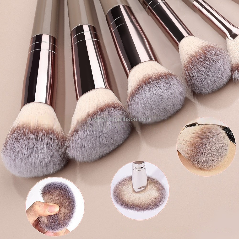 Custom Champagne Gold Makeup Brushes Set 5